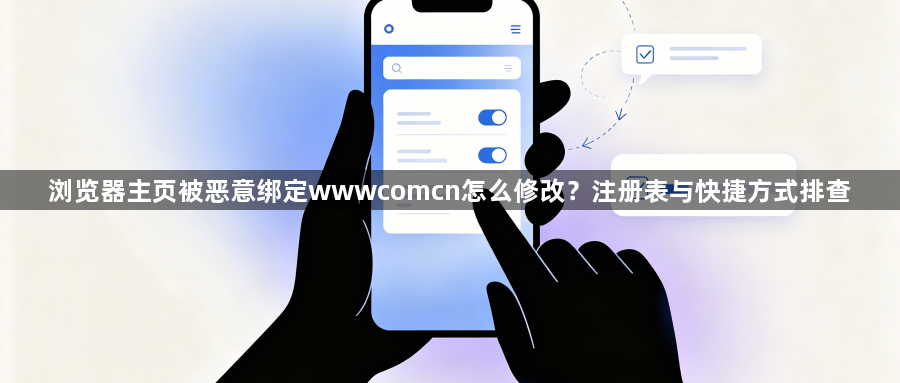浏览器主页被恶意绑定wwwcomcn怎么修改？注册表与快捷方式排查1